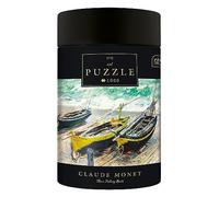 Interdruk 1000 Piece Jigsaw Puzzle for Adults, Claude Monet Three Fishing Boats, Impressionist Art in Round Presentation Gift Tube