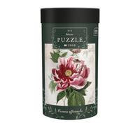 Interdruk 1000 Piece Jigsaw Puzzle for Adults, Paeonia Officinalis Peony, Vintage Botanical Floral Art in Round Gift Tube