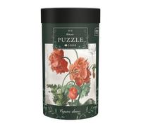 Interdruk 1000 Piece Jigsaw Puzzle for Adults, Papaver Rhoeas Red Poppy, Vintage Botanical Floral Art in Round Gift Tube