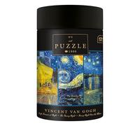 Interdruk 1000 Piece Jigsaw Puzzle for Adults, Vincent van Gogh Starry Night Triptych, Post-Impressionist Art in Round Gift Tube
