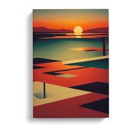Interesting Abstract Sunset Red, Peach, Red Canvas Print | Gallery Wrapped 30mm Frame Wall Art | 30x20 inches | Ready to Hang | Abstract Landscape Picture | Living Room Bedroom Lounge Office