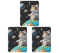 Interesting Astronaut Cat Car Air Freshener, 3 Pcs Square Hanging Air Freshener Cards, Long Lasting Fragrance Scented Cards for Car, Home, Office White-style