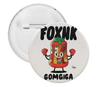 Interesting Boxing Kimchi Cartoon Badge Metal Round Pins, Lightweight Brooch for Backpack, Fashion Button Pins Badge for Shirts, Jackets, Shawl Coat, Unisex, 20PCS, Tinplate, metal round pins