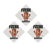 Interesting Boxing Kimchi Cartoon Car Air Freshener, 3 Pcs Rhombus Hanging Air Freshener Cards, Long Lasting Fragrance Scented Cards for Car, Home, Office White-style