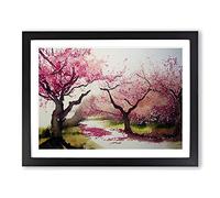 Interesting Cherry Blossom Trees Framed Print | A3 Black Framed Wall Art | Ready to Hang | Modern Floral Picture | Living Room Bedroom Lounge Office
