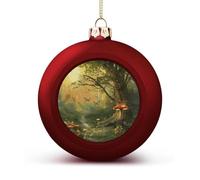 Interesting Christmas Ball Beautifully Hanging Pendant Ball Forest with Fairies Butterflies Elves Printed for Xmas Tree Holiday Wedding Party Festival Decorations