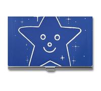 Interesting Face Star Business Card Holder for Men & Women, Professional Card Case with Buckle Style Shut, Compact And Portable Metal Case for Office Workers, style, One Size, Classic