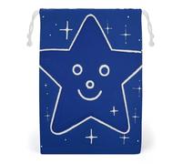 Interesting Face Star Drawstring Bag Canvas, Reusable Travel Jewelry Pouches, Washable Storage Bags for Gift, Candy, Cosmetics 20 * 25cm