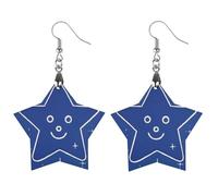 Interesting Face Star Wooden Earrings for Women, Vintage Elegant Wood Jewelry, Lightweight Earrings for Wedding, Party, Everyday Jewelry Gift, Star, Wood, wood