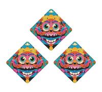 Interesting Faces And Crabs Car Air Freshener, 3 Pcs Rhombus Hanging Air Freshener Cards, Long Lasting Fragrance Scented Cards for Car, Home, Office Gray-style
