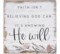Interesting Faith Isn't Believing God Can It's Knowing He Will - Rustic Signss - Faith Sign - Christian Faith Wall Decor - Inspirational Wall Art Retro Metal Tin Sign 8X12 inches