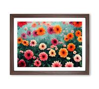 Interesting Flower Market Framed Print | A2 Walnut Framed Wall Art | Ready to Hang | Modern Floral Picture | Living Room Bedroom Lounge Office