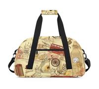 Interesting London Theme Gym Bag Sports Duffle Bag Weekend Sleepover Duffel Bags Small Travel Tote for Overnight Workout Gymnastics Dance Ballet, Interesting London Theme, 18.9 x 8.7 x 10.6 in, Duffel