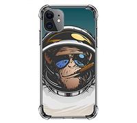 Interesting Monkey Astronaut iPhone11 Clear Case Shockproof Protective Holder Compatible for iphone 11 Cover Soft Rubber Bumper Phone Case 6.1” Inches