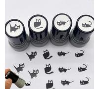 Interesting Novelty Cute Black Cat Kitten Stamps for Stamp Cards, Letters and Diaries Decorative Mini Stamps Teacher Reward Stamp Pattern Pet Kitten Meow 4-Piece Set
