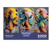 Interesting Peculiar Clown 1000 Pieces Jigsaws for Adults Art Colorful DIY Craft Beautiful Home Decoration Uncover The Puzzle Hidden Details 70x50cm/1000pcs