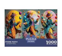 Interesting Peculiar Clown 1000 Pieces Jigsaws for Adults Fun, Challenging & Brainteasing Beautiful Home Decoration Art Colorful DIY Craft Entertainment 38x26cm/1000pcs