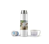 Interesting Sheep Pattern Vacuum Flask 500ml Stainless Steel Water Bottle Insulated Thermo Bottle with Cup for Hot Drink Coffee Tea