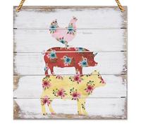 Interesting Sign Stacked Farm Animal Sign - Rustic Signss - Cow Pig Chicken - Kitchen & Dining - Farm Animals - Shabby Chic Farmhouse - Country Kitchen Wood Sign Wooden Wall Decor 5 * 5 inch