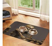 Interesting Skeleton Absorbent Leather Pet Tablecloth Non-Slip Dining Pad For Puppy Kitten Food Water Bowls