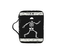 Interesting Skeleton Bible Cover with Zipper, Bible Case Organizer with Handle, Water-Resistant Oxford Fabric Bible Bag for Women Men 27x20cm