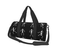 Interesting Skeleton Large Round Travel Duffel Bag,Extra Large Capacity Foldable Gym Bag with Removable Shoulder Strap,Durable Canvas Carry-On Bag for Sports