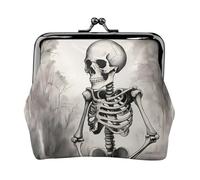 Interesting Skeleton print Small Pouch Kiss Lock Coin Purse for Women Coin Change Purse, Credit Card Wallet