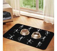 Interesting Skeleton Printing Pet Absorbent Tablecloth, Special Pad For Pet Bowls, Rollable For Storage, Ideal For Pet Bowls