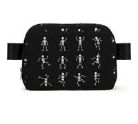 Interesting Skeleton Square Fashion Waist Bag with Print,Water-Resistant Twill Fabric,Chest Pack Or Belt Bag, Adjustable Strap 65-120cm for Men Women