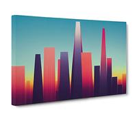 Interesting Skyscraper Skyline Canvas Print | Gallery Wrapped 30mm Frame Wall Art | 30x20 inches | Ready to Hang | Abstract Cityscape Picture | Living Room Bedroom Lounge Office