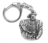 Interesting Times King Henry VIII 8th Pushgate Keyring in a Grey Burlap Pouch