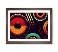 Interesting Vinyl Record Art Framed Print | A2 Walnut Framed Wall Art | Ready to Hang | Modern Nature Picture | Living Room Bedroom Lounge Office