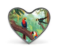 Interesting Wombats Lapel Pin Heart Brooches And Pins - Metal Badge for Shirts, Jackets, Hats | Durable Fashion Accessory & Gift for Men, Women, Events, Macaw and Toucan Perching of American Rainfor