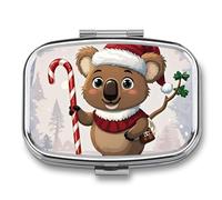 Interesting WombatsPill Organizer with Mirror, 2 Compartment Metal Travel Pill Case, Weekly Medicine Container for Daily Meds, Compact & Artistic Design for Purse, Pocket, Or Wallet