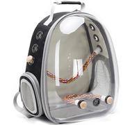 Interfashioner® Bird Carrier Backpack, Bubble Bird Travel Carrier Backpack with Stainless Steel Tray Wooden Standing Perch