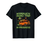 Intergalactic Road Trip in Progress Retro Neon SciFi Van T-Shirt