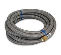 INTERGAS Braided LPG Gas Hose - Heavy-Duty Flexible Propane & Butane Hose with Galvanised Steel Overbraid, 3/8" LH BSP Fittings - Leak-Free Torch Hose for Roofing, Weed Burning & Outdoor Heating (3M)