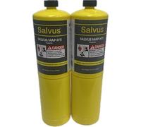 INTERGAS Salvus MAP-HTi Propylene Gas Cylinder 400g - High Purity >99.5% - Hotter Flame Blowtorch Fuel for Plumbing, Brazing, Welding, Soldering - CGA600 Torch Heads Compatible - Pack of 2