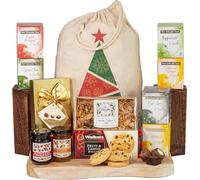 InterHamper | Christmas Tea Lovers Sack Hamper Gift with Tasty Teas, Dundee Cake, Biscuits, Jam, Marmalade and more all presented in a Christmas Sack
