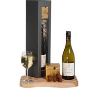 InterHamper | White Wine and Chocolate Gift Set with Saint Marc Sauvignon Wine and Marc de Champagne Truffles in Stylish Gift Box