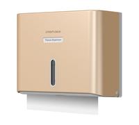 interhasa! Commercial Paper Towel Dispenser Wall Mounted Hand Towel Dispenser with Key Lock C-Fold Paper Towel Dispenser Large Capacity for Bathroom Adhesive Gold