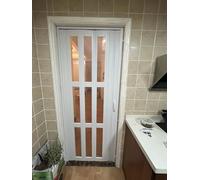 Interior Accordion Door Customizable PVC Sliding Folding Door, Roller Shutter Room Divider, Magnetic Concertina Door for Doorway/Laundry Room/Bathroom Shower Room(White C,W24in/116cm-h80in/203cm)