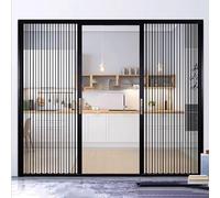 Interior Accordion Door Folding Sliding Door, Open Kitchen Interior Folding Door, Clear Acrylic Concertina Door, Roll-up Room Divider Screen, Magnetic Seal, with 2 Keys(Schwarz,70x90in/178x229cm)