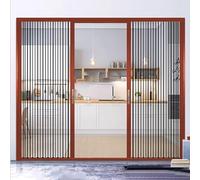 Interior Accordion Door Folding Sliding Door, Open Kitchen Interior Folding Door, Clear Acrylic Concertina Door, Roll-up Room Divider Screen, Magnetic Seal, with 2 Keys(Redwood,68x80in/173x203cm)