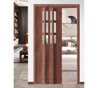 Interior Accordion Door Folding Sliding Doors for Kitchen and Bathroom, Roller Shutter Room Partition Screens, Customizable Concertina Doors with Door Handles and Pulleys(Brown,32x40in(81x101cm))