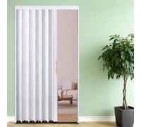Interior Accordion Door, Metal Retractable Sliding Doors, with Double-Sided Handles & Lock, Customizable Folding Door Set Indoor Use Only(White,140x220cm/55x87in)