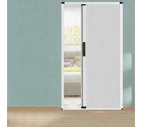 Interior Accordion Door, White Aluminum Folding Door, No-Drill Low Track | Waterproof panel, compact track system, ideal for closets, bedrooms and indoor partitions(H 80.7in/205CM,W 24.8in/63cm)