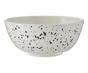 Interior by PremierLuxe Large White Speckled Salad Bowl|Durable Dolomite Mixing Bowl|Unique Serving Bowl|Versatile Glazed Finish Bowl For Mixing, Serving, And Dining Essentials
