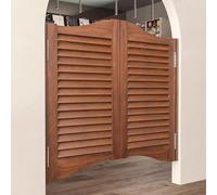 Interior Cafe Doors Swinging, 30 32 36 48 50 55 in Wide Saloon Gate Solid Wood, Arched Top Louvre with Self-Closing Hinges(Deep Coffee,W 55in (140cm))