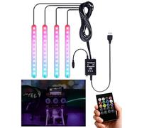 Interior Car Lights Trongle Car Strip LED Lights, Waterproof with 4pcs 48 LEDs 8 Colors with Sound Sensor and Remote Control, USB Port Cars Charger Light Bar, Car Music Sound-activated Lighting, DC 5V